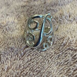 Initial P Silver Stretch Ring Size 7 Expandable New